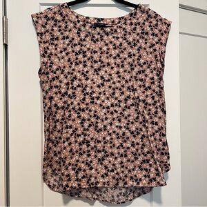 Ann Taylor Factory Pink and Black Floral Blouse